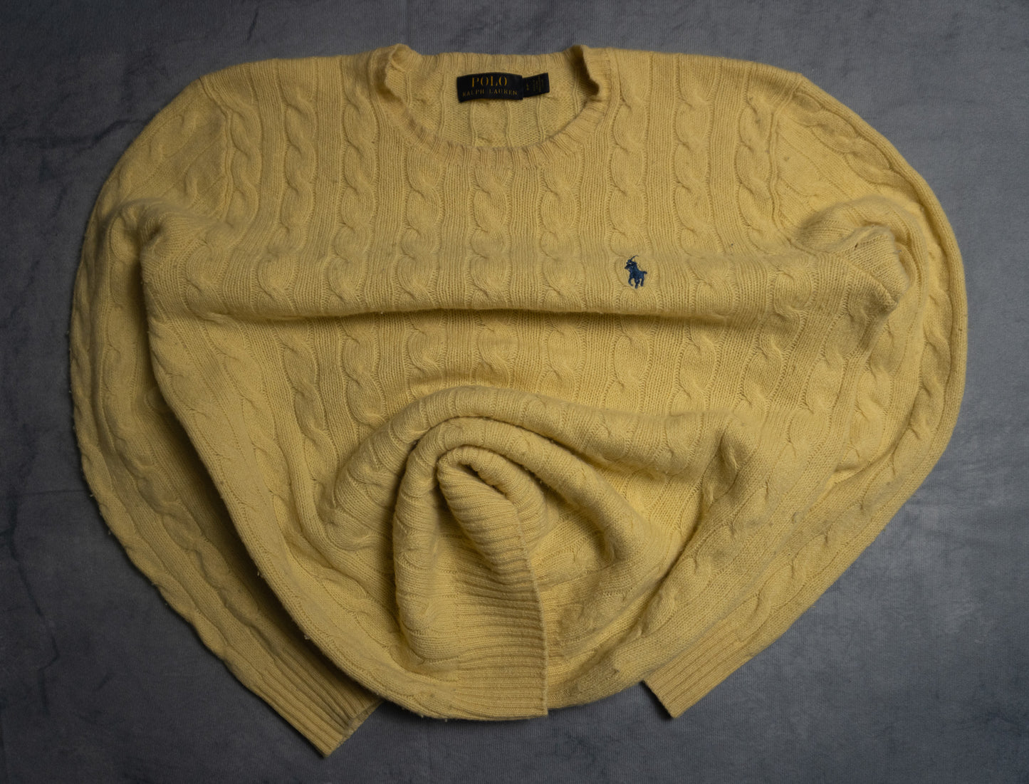 Polo Ralph Lauren Cable Knit Sweater – Pastel Yellow Vibes (L)